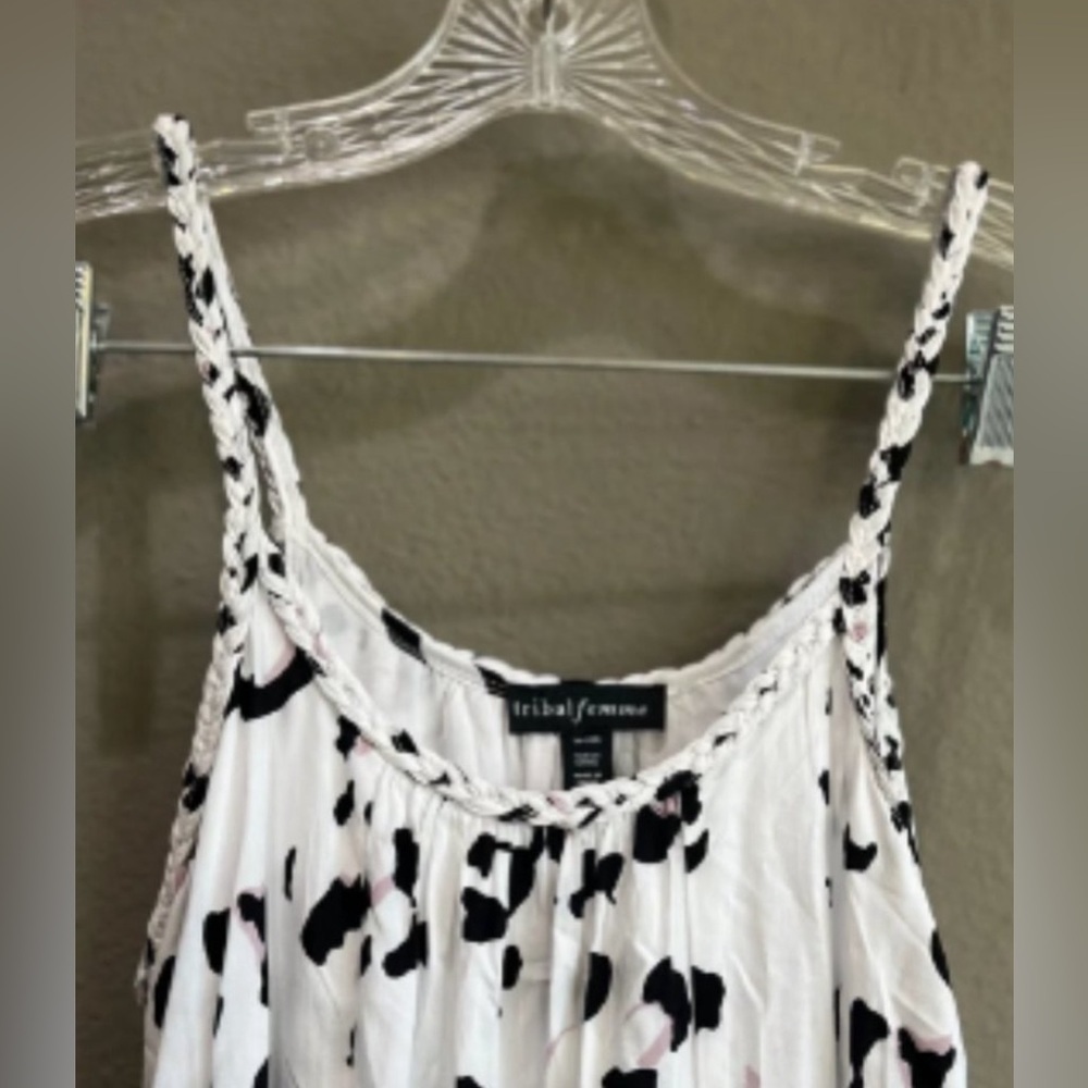 Tribal Femme Black Pink White Leopard Print Lined Midi Maxi Boho Dress NWT - Picture 5 of 9